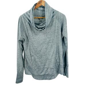SERIES 8 FITNESS Gray Cowl Neck Pullover Top Size Large Activewear Long Sleeve